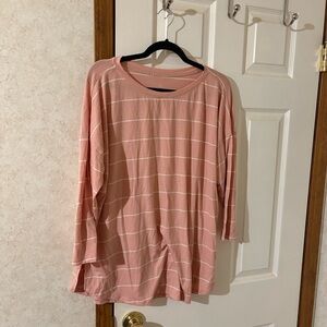 Pink and White Striped Long Sleeve Top Size XL like new!